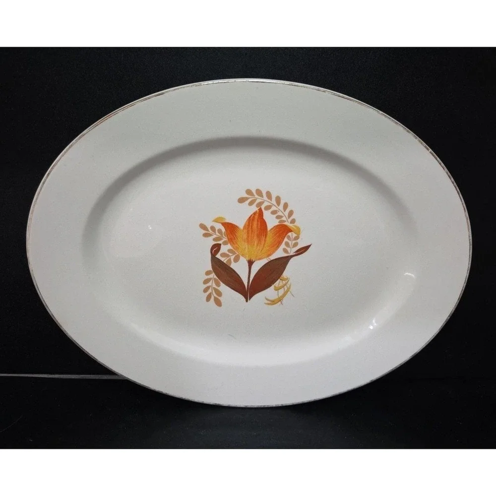 Harker Bakerite Modern Tulip Oval Platter, Homer Laughlin Serving Plate, Vintage